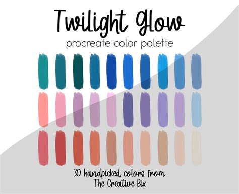 Twilight Glow Procreate Palette 30 Colors Color Palette Procreate