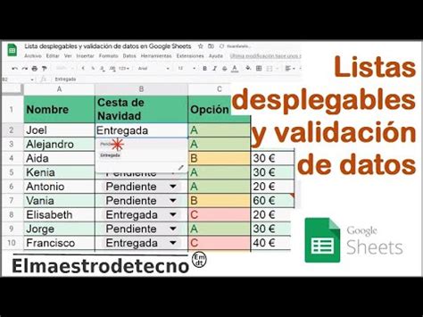 Cómo hacer una lista desplegable en Google Sheets Validar datos en