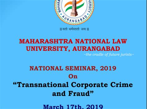 MNLU Aurangabad | Seminar on Transnational Corporate Crime and Fraud ...