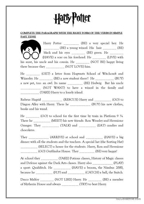 Simple Past Tense Harry Potter English Esl Worksheets Pdf And Doc