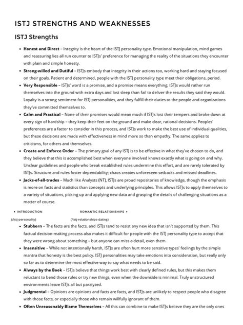 ISTJ Strengths and Weaknesses _ 16Personalities | Personality Type | Integrity