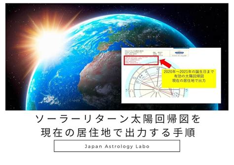 ソーラーリターン太陽回帰図を現在の居住地で出力する手順（アストロディーンスト） Japanastrologylabo西洋占星術現象研究【公式】