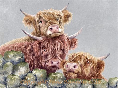 Highland Cow Watercolour Printed On Canvas By Jane Bannon Etsy