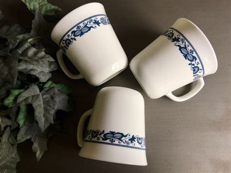 Corning Blue Onion Mugs Corning Old Town Blue Coffee Mugs Etsy