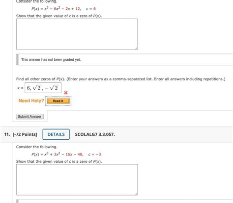 Solved Consider The Following P X X3−6x2−2x 12 C 6 Show