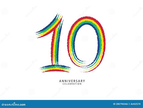 10 Years Anniversary Celebration Logotype Colorful Line Vector 10th