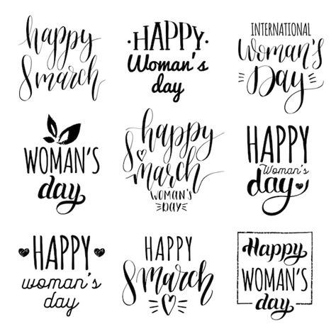 Premium Vector Happy Womans Day Handwritten Lettering Set 8 March