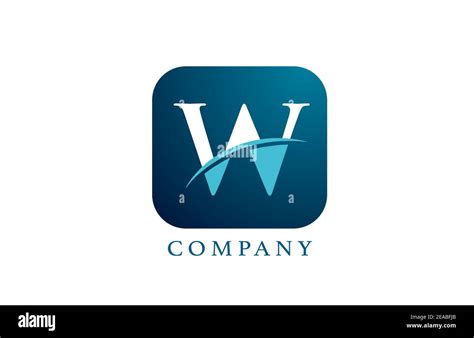 W Blue Alphabet Letter Logo For Company And Corporate Rounded Square