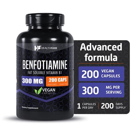 Benfotiamine 300mg | 200 Capsules | Fat Soluble Thiamine Vitamin B1 ...