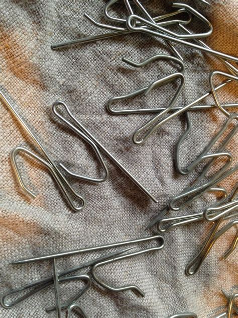 38 Vintage Curtain DRAPERY HOOKS Straight Single Prong Pleater