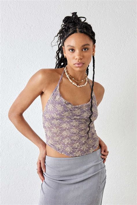 Urban Outfitters Uo Floral Eloise Cowl Neck Top In Purple Lyst