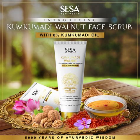 Sesa Ayurvedic Kumkumadi Face Scrub With Walnut For Skin Glow 100 Ml