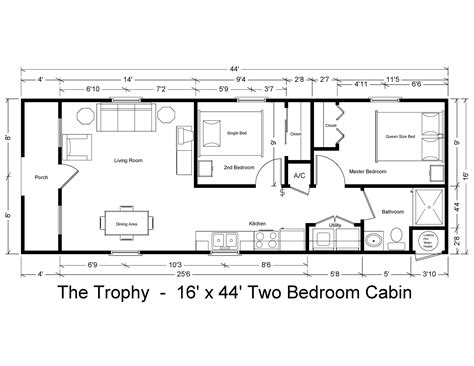 Two Bedroom 16X50 Floor Plan - floorplans.click