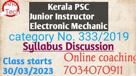 Kerala PSC Junior Instructor Electronic Mechanic Syllabus Discussion