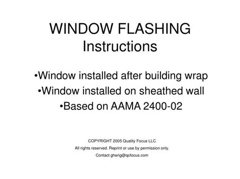 Ppt Window Flashing Instructions Powerpoint Presentation Free