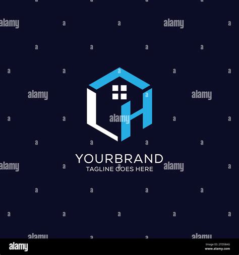 Initial Logo Lh Monogram With Abstract House Hexagon Shape Clean And