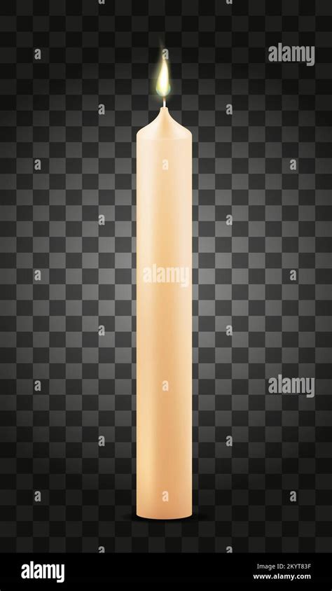 Burning Wax Candle Vector Illustration Isolated On Transparent