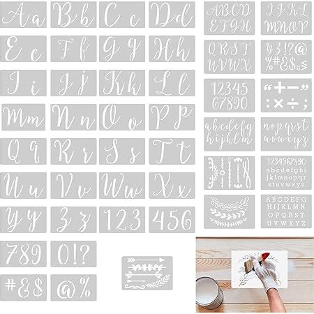 Auspcers 40PCS Pochoir Alphabet en Plastique Pochoirs à Lettre avec