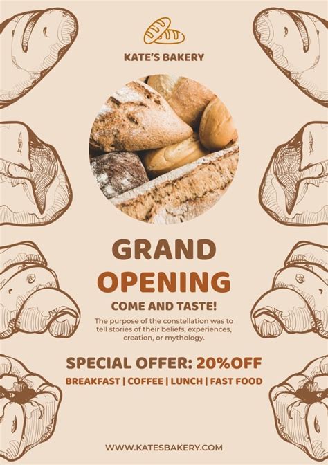 Free Hand Drawn Kates Bakery Opening Flyer Template