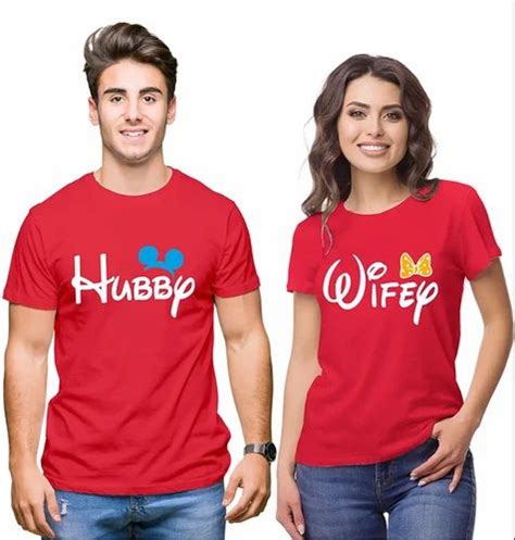 Half Sleeve Hubby Wifey Couple T Shirt Casual Wear At Rs 499 Piece In