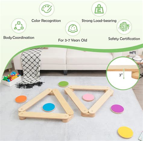 GLACER Viga de equilibrio para niños y escalones tabla de equilibrio