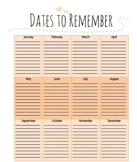 Dates To Remember Free Printable Moming About Calendar Template