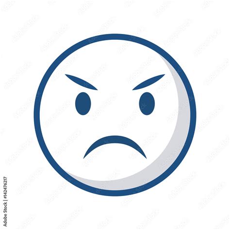 Emoticon Angry Face Icon Over White Background Vector Illustration