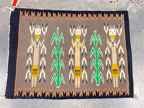 Lot Vintage Navajo Yei Bi Chei Hand Woven Rug