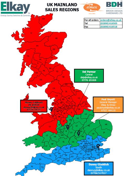 New Sales Teams Map 2022 2023v3 • Elkay Timers And Switches Uk