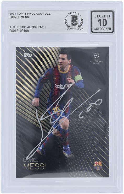 Lionel Messi Fc Barcelona Autographed Topps Knockout Ucl Silver