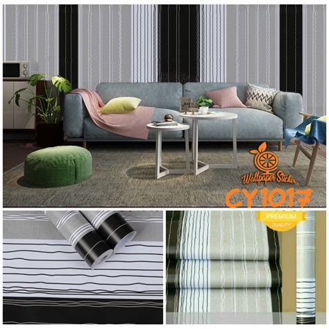 Jual Wallpaper Sticker Wallsticker 45cm X 10 M Motif Salur Garis