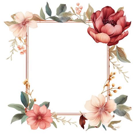 Vintage Floral Frame Illustration On White Background Premium Ai