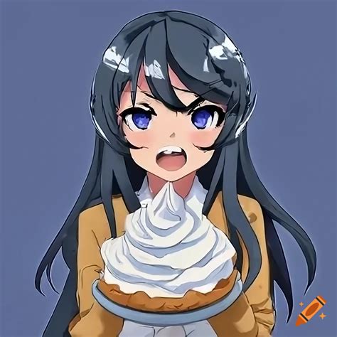 Digital Art Of Mai Sakurajima With A Fluffy Whipped Cream Pie On Craiyon