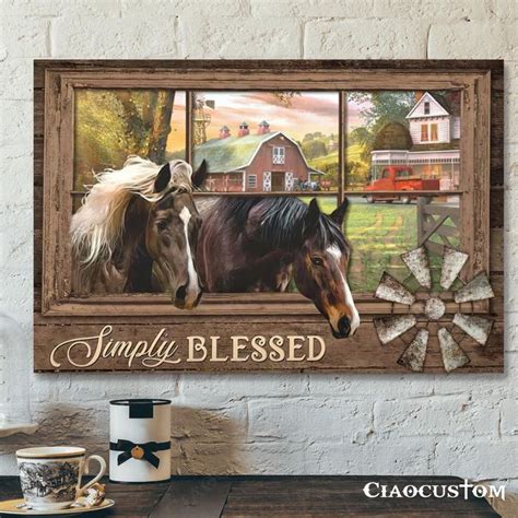 Horse And House Simply Blessed Canvas Wall Art Bible Verse Canvas