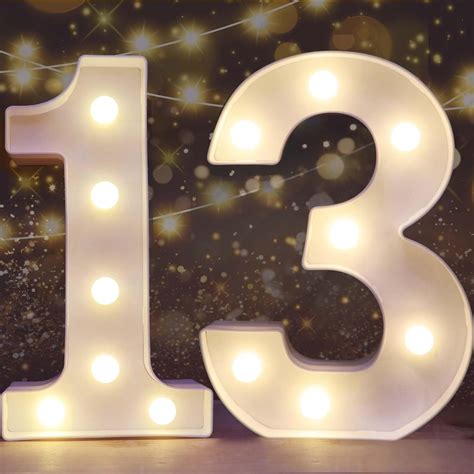 Pooqla Decorative Led Light Up Number Letters White Plastic Marquee