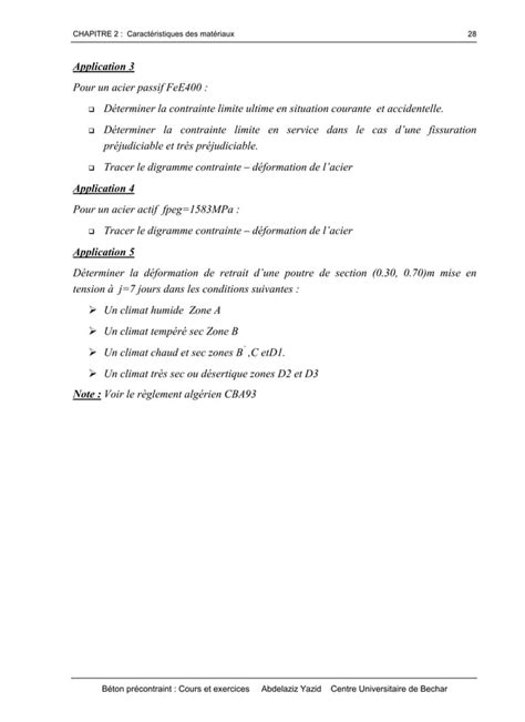 Béton précontraint cours et exercices yazid bechar PDF