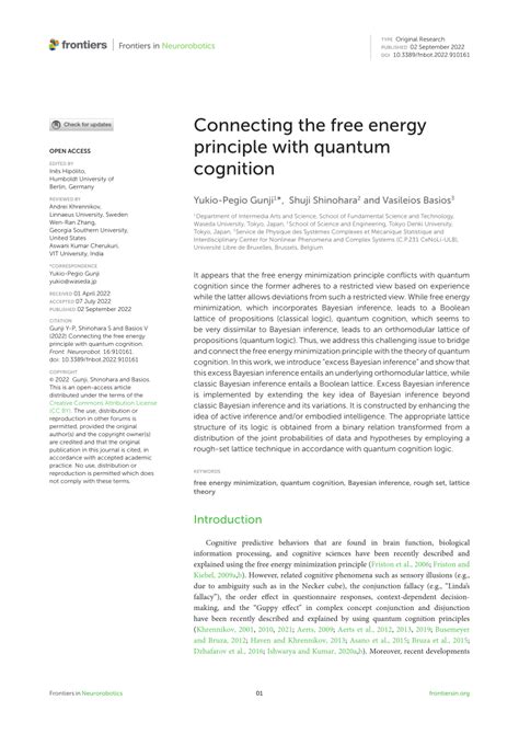 Pdf Connecting The Free Energy Principle With Quantum Cognition