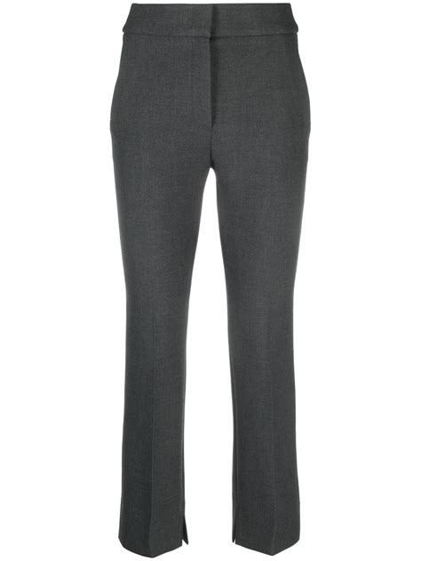 Peserico High Waisted Straight Leg Cropped Trousers Grey Editorialist