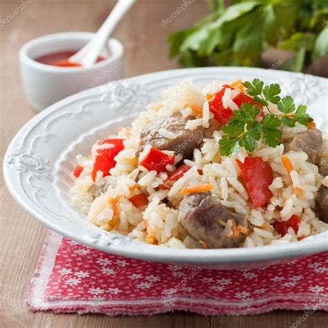 Stewed rice with meat — Stock Photo © Seagull_l #90047604