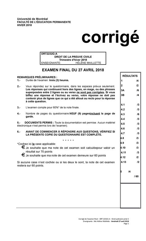 Drt G Final Corrig Universit De Montr Al Facult De L