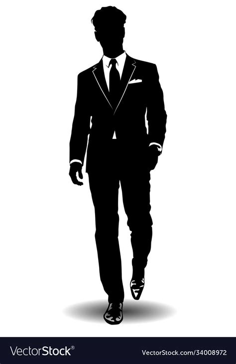 Black and white silhouette a man in business Vector Image