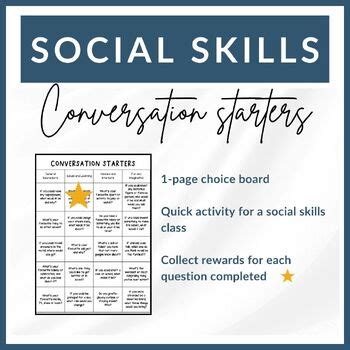 social skills conversation starters  buzzology education tpt