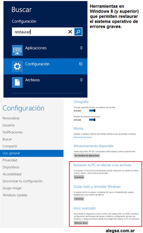 Cómo restaurar el sistema Windows 8