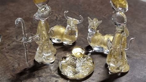 Original Murano Glass Handmade Total Gold Nativity Scene Youtube