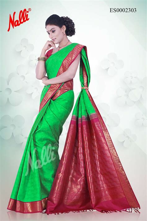 Parrot Green Kanchipuram Silk Saree With Thread Brocade Work On The