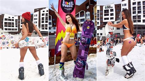 Bikini Skiing Thousands Strip Off On Sochi Slopes To Enter Guinness