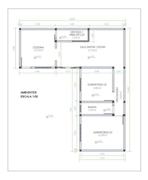 Planta Baixa E Simples De Edicula Em L Small House Blueprints Small