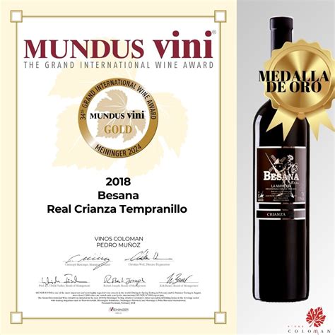 Mundus Vini Medalla De Oro Besana Real Crianza Vinos