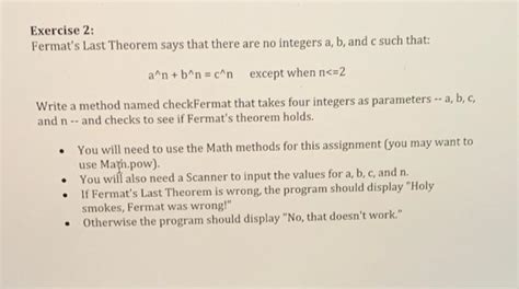 Solved Exercise 2 Fermats Last Theorem Says That There Are