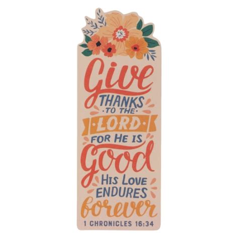 Recursos Biblicos Give Thanks Floral Premium Cardstock Bookmark 1